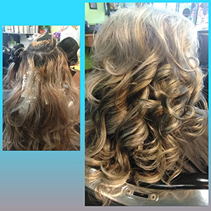 highlights and style blow dry